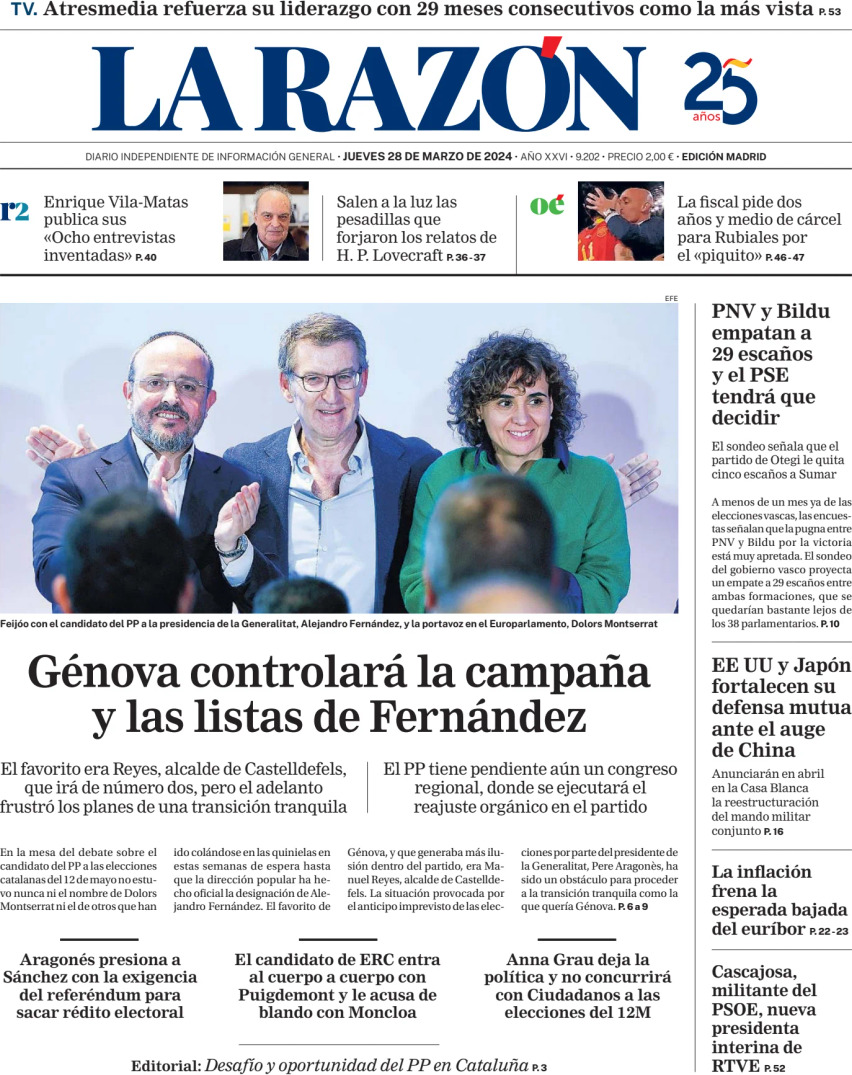 Prima Pagina La Razón 28/03/2024