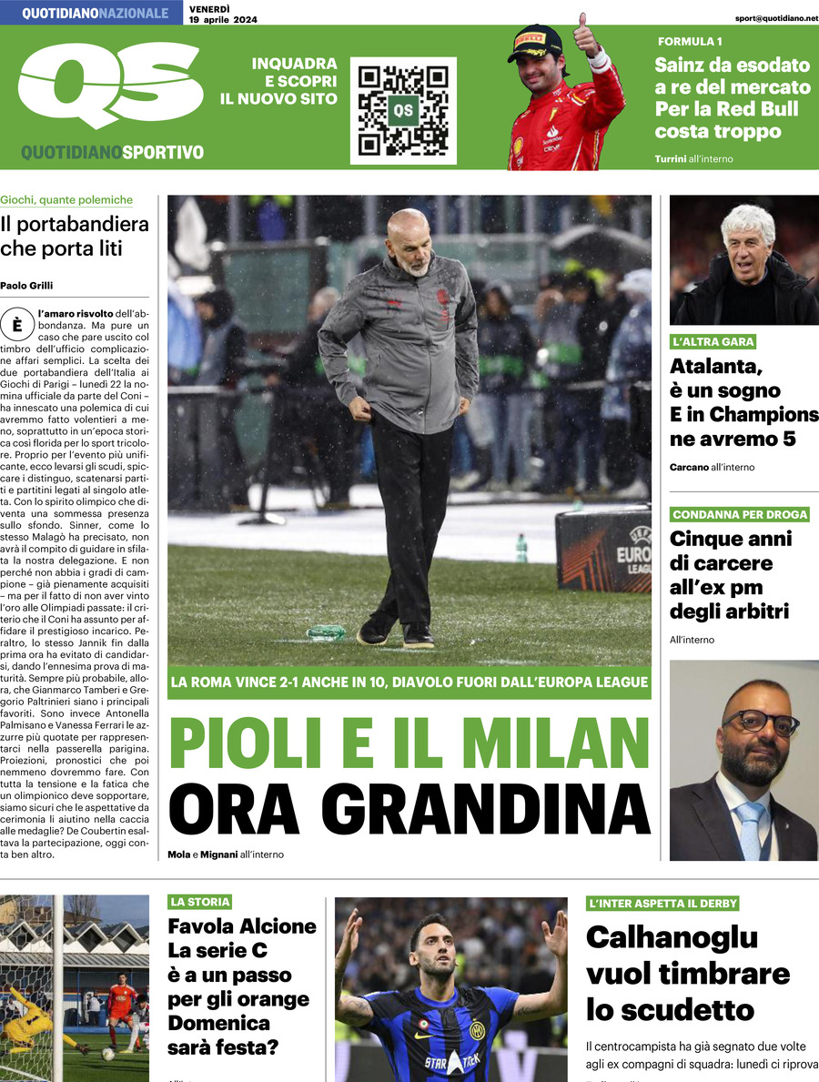 Prima Pagina QS Quotidiano Sportivo 19/04/2024