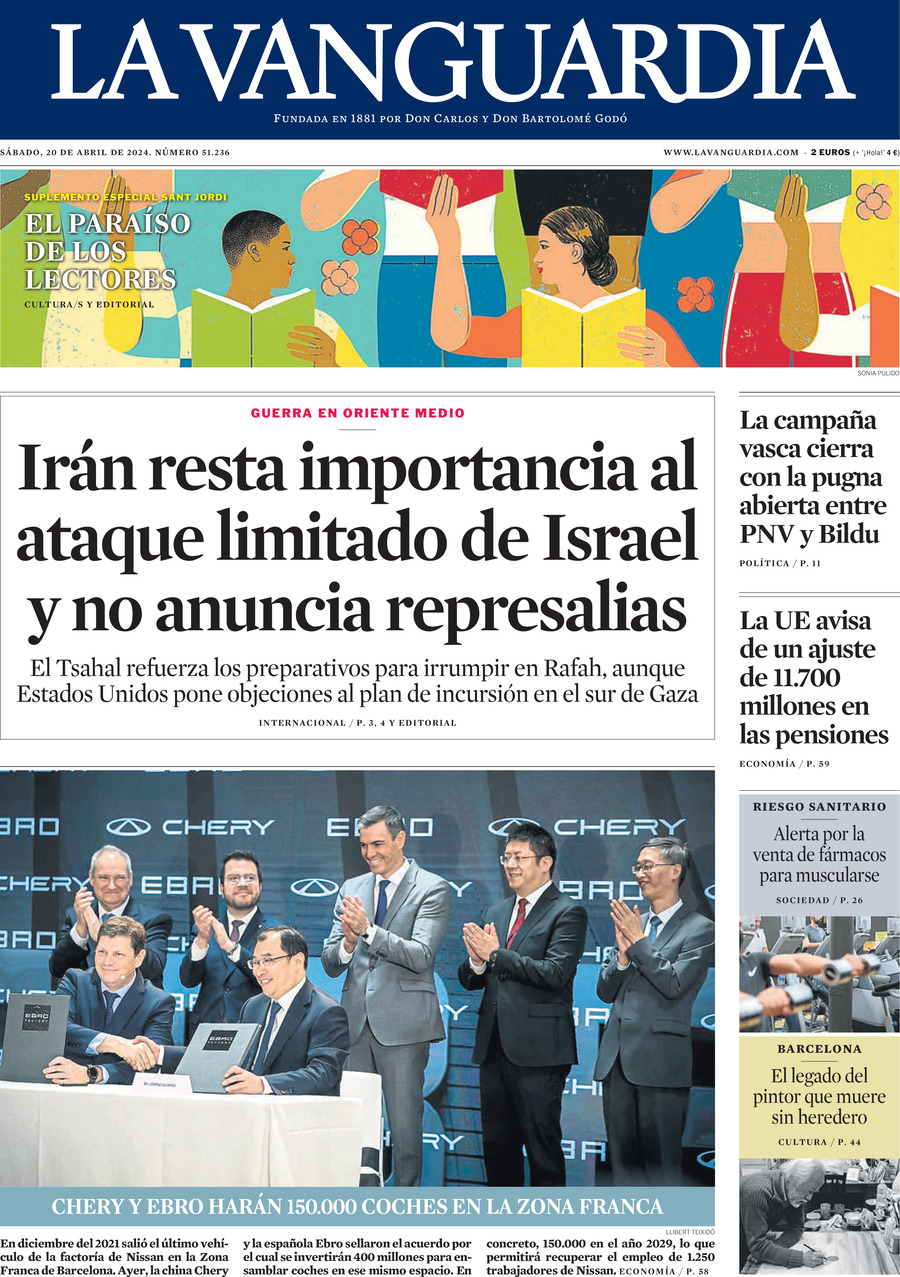 Prima Pagina La Vanguardia 20/04/2024