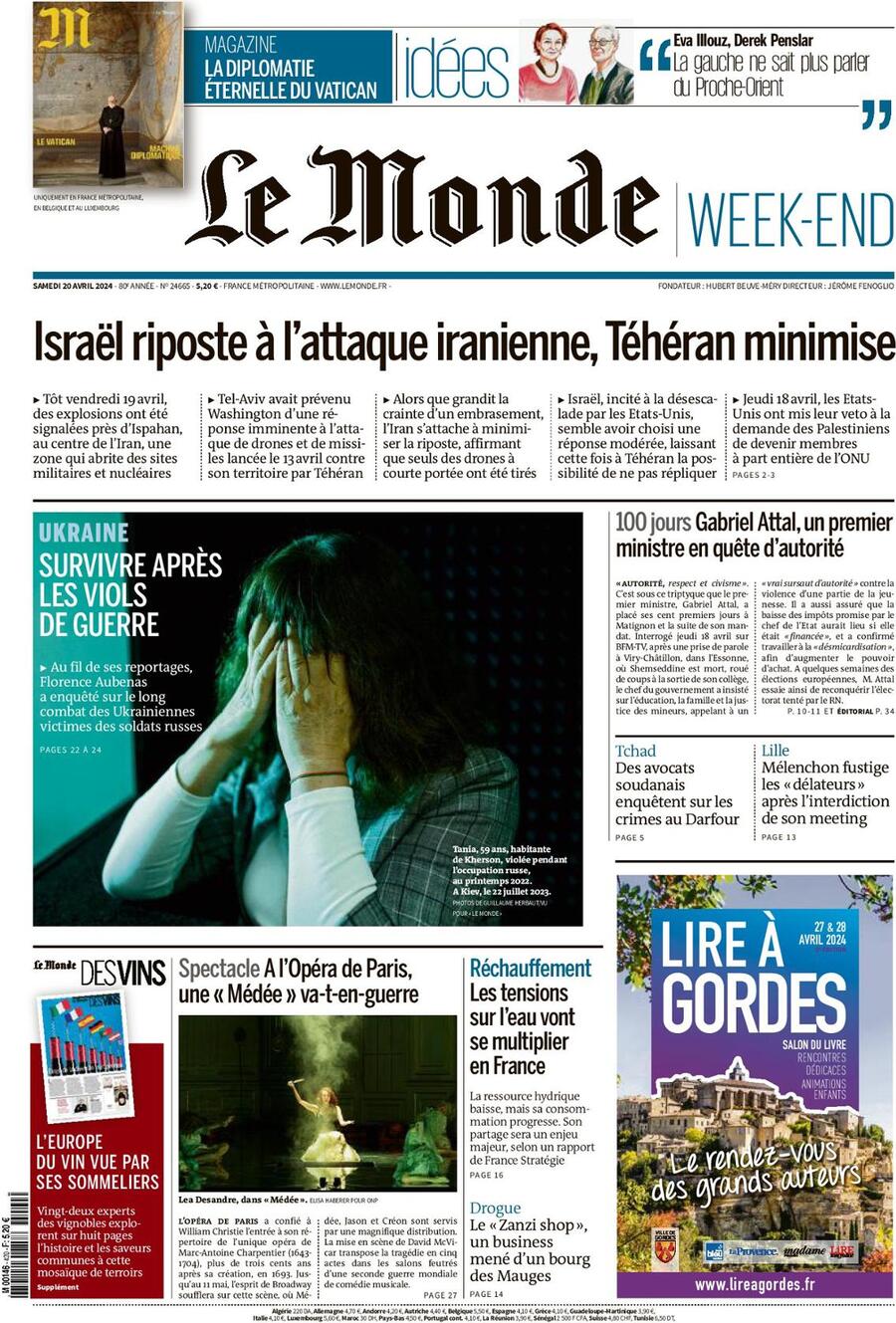 Prima Pagina Le Monde 20/04/2024