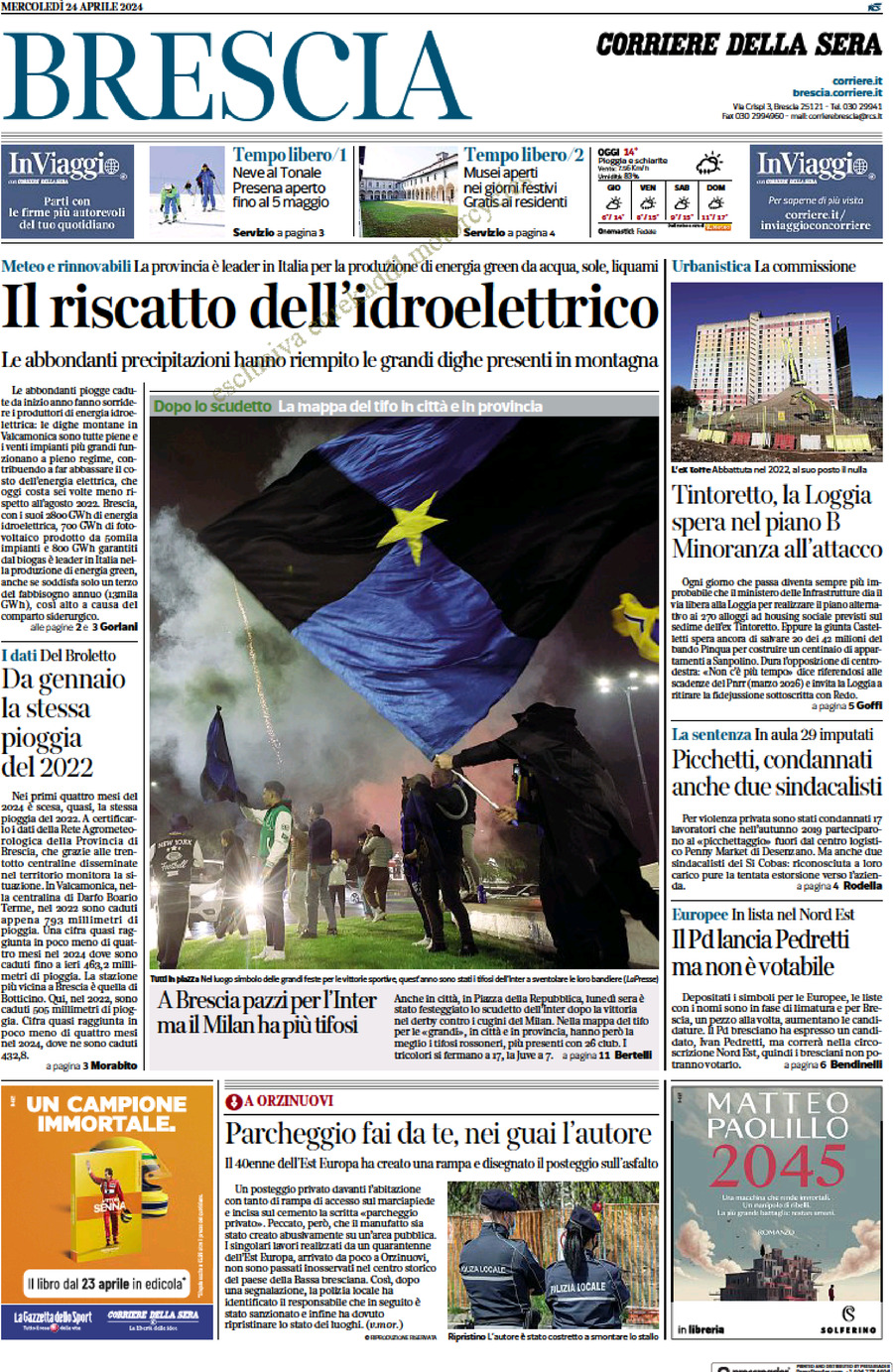 Prima Pagina Corriere della Sera (Brescia) 24/04/2024