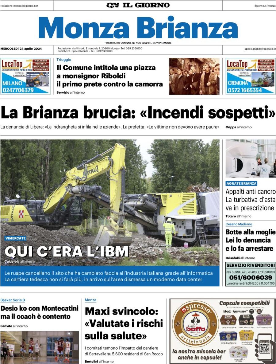 Prima Pagina Il Giorno (Monza Brianza) 24/04/2024