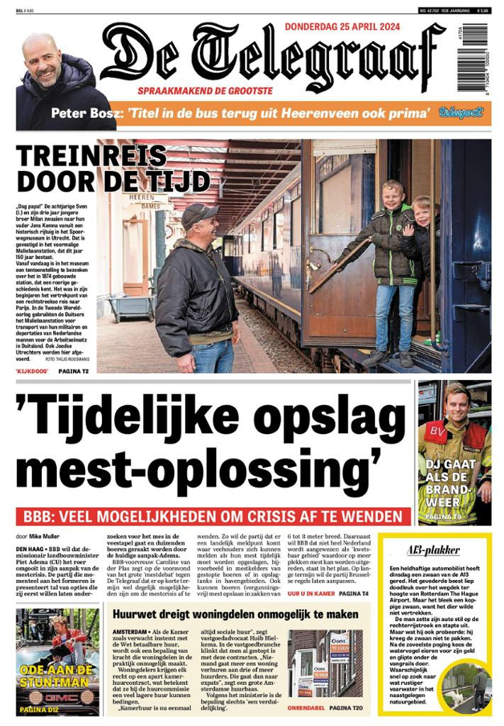 Prima Pagina De Telegraaf 25/04/2024