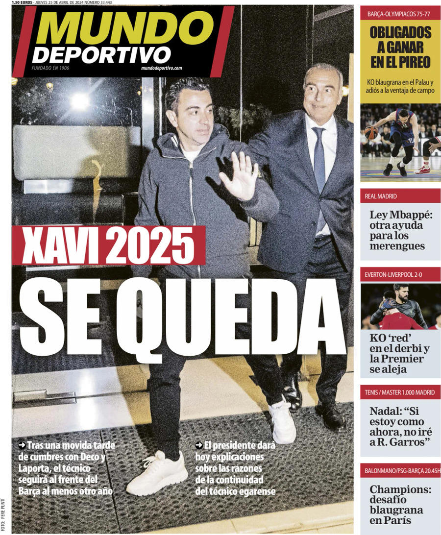 Prima Pagina Mundo Deportivo 25/04/2024