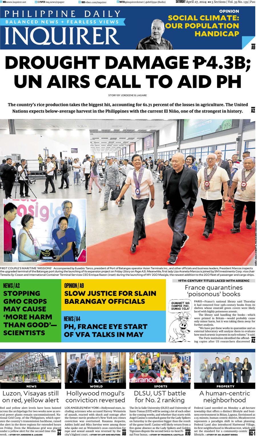 Prima Pagina Philippine Daily Inquirer 27/04/2024