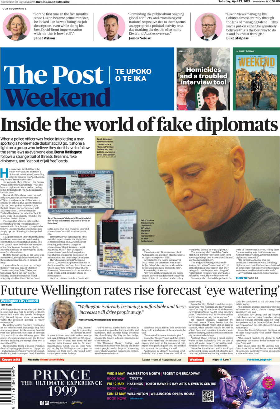 Prima Pagina The Post (NZ) 27/04/2024
