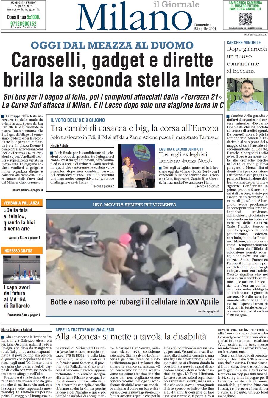 Prima Pagina Il Giornale (Milano) 28/04/2024