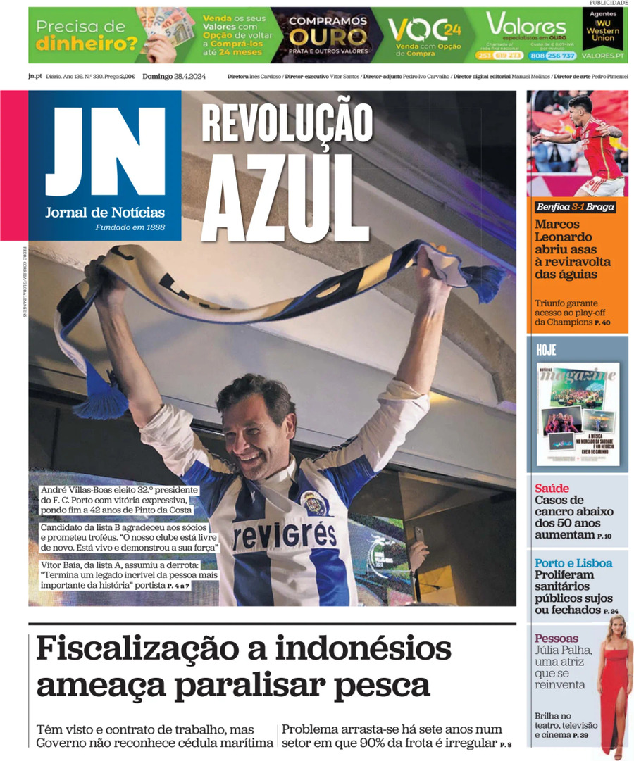 Prima Pagina Jornal de Notícias 28/04/2024