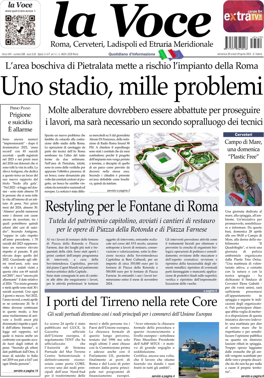 Prima Pagina La Voce (Roma) 28/04/2024