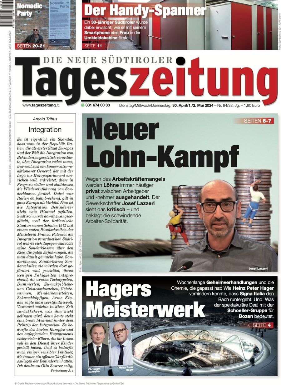 Prima Pagina Die Neue Südtiroler Tageszeitung 02/05/2024