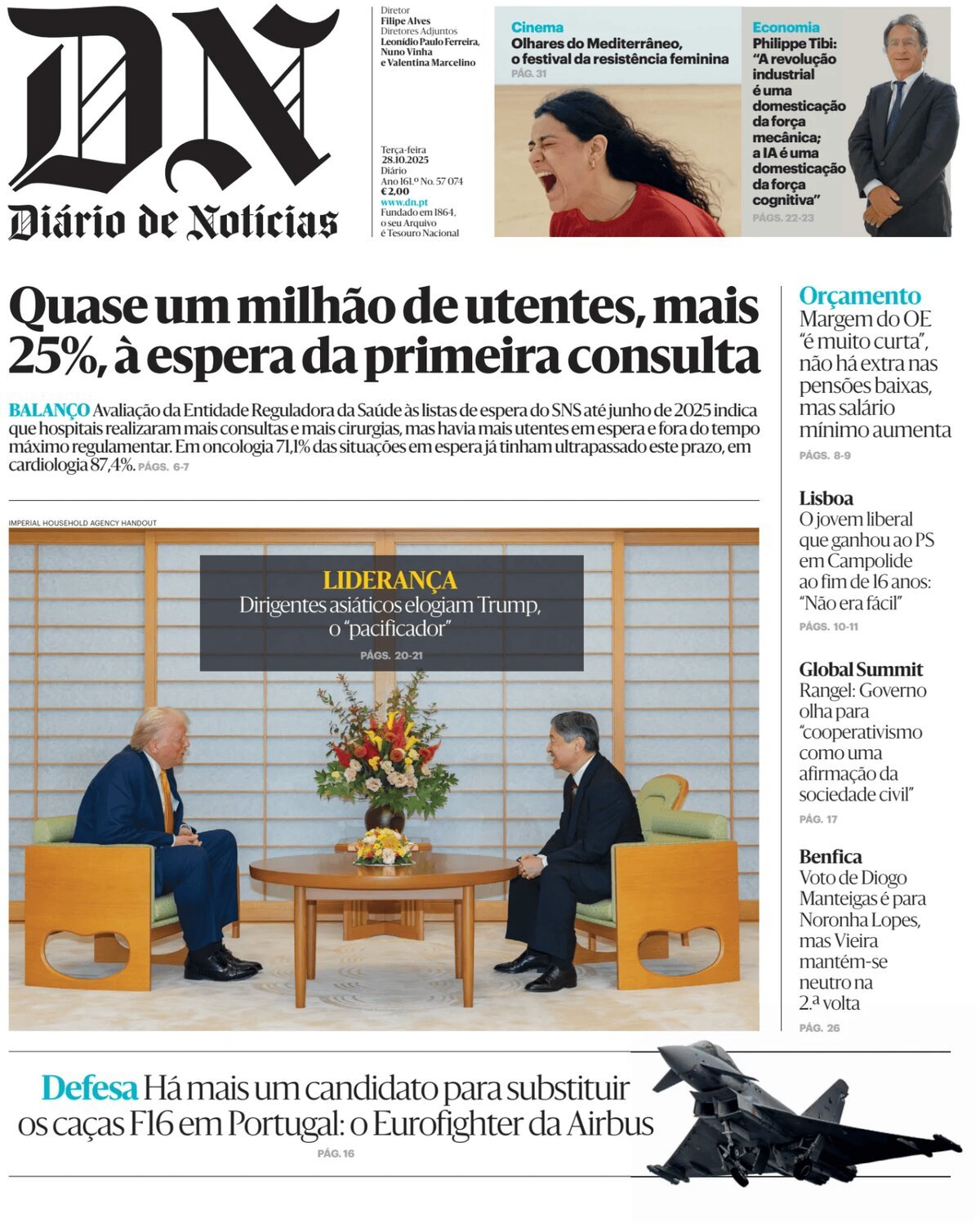 Prima Pagina Diário de Notícias 28/10/2025