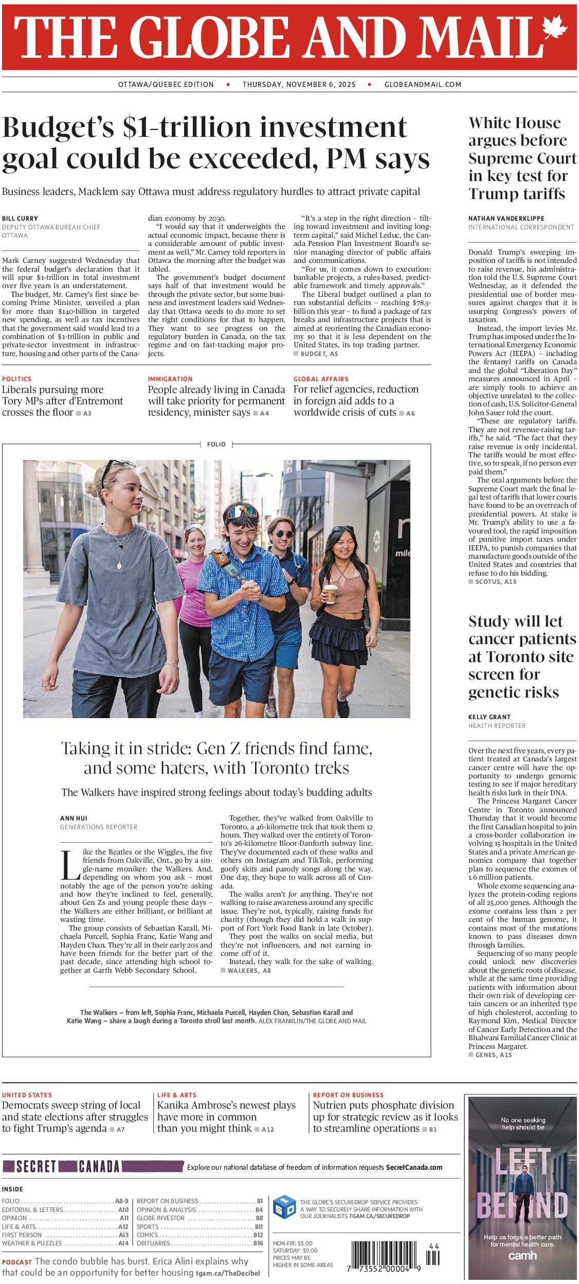 Prima Pagina The Globe and Mail 06/11/2025