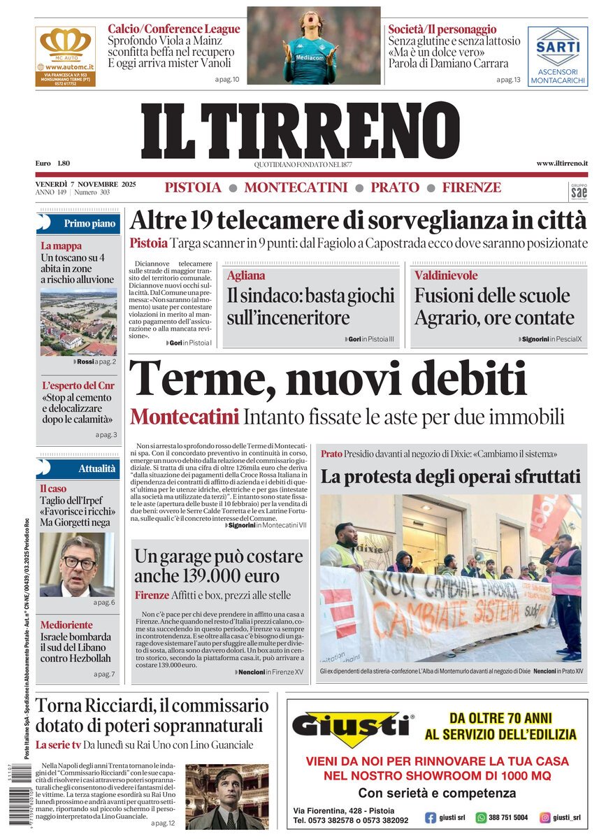 Prima Pagina Il Tirreno (Firenze, Prato, Pistoia, Montecatini) 07/11/2025