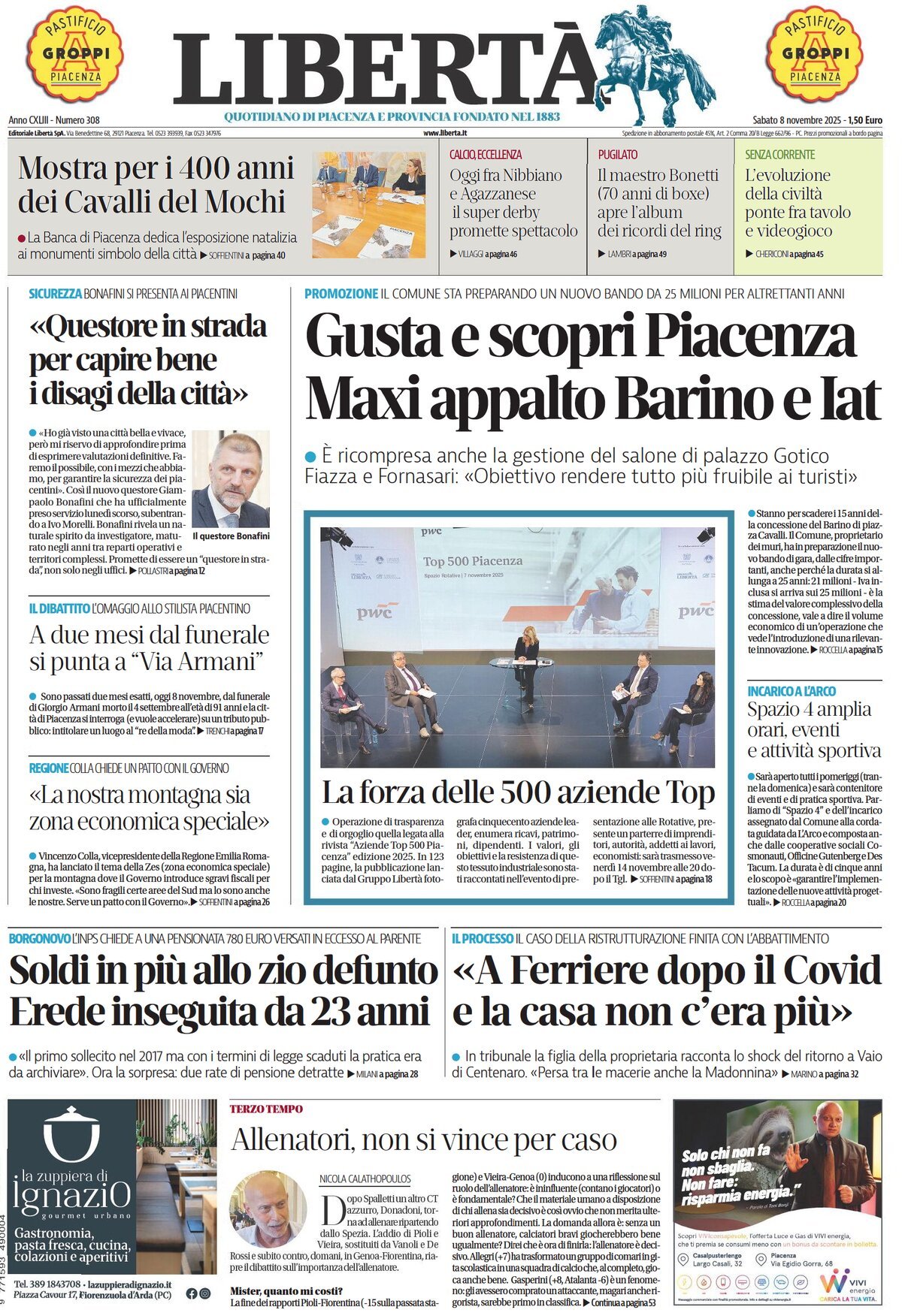 Prima Pagina Libertà (Piacenza) 08/11/2025