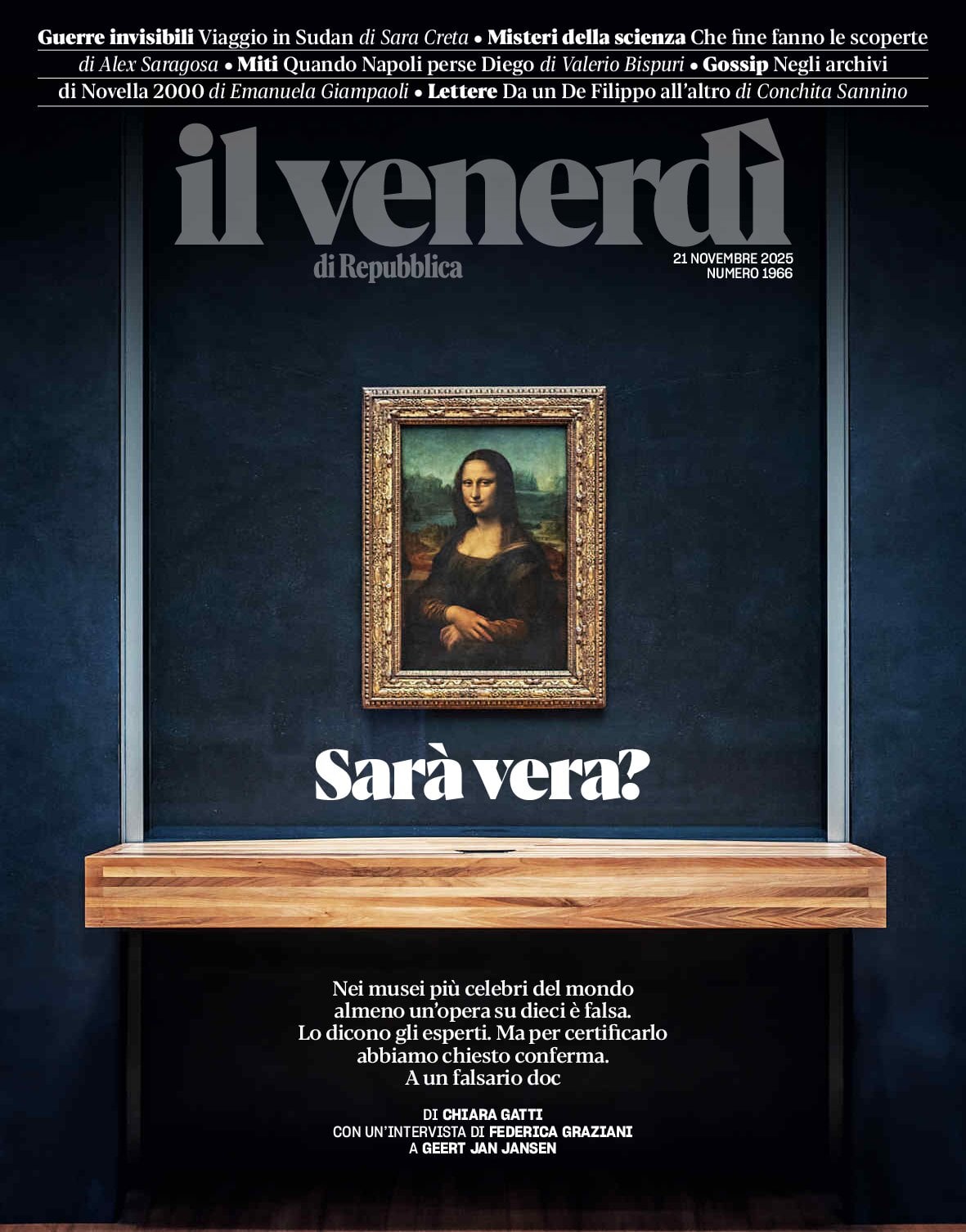Copertina Il Venerdì di Repubblica 21/11/2025