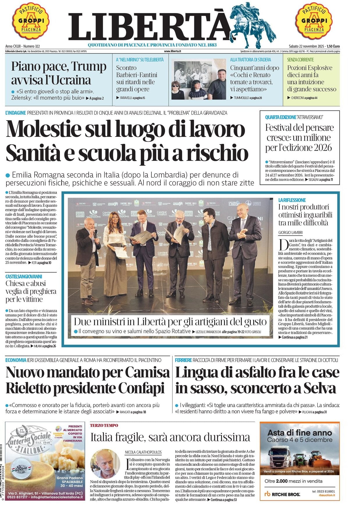 Prima Pagina Libertà (Piacenza) 22/11/2025