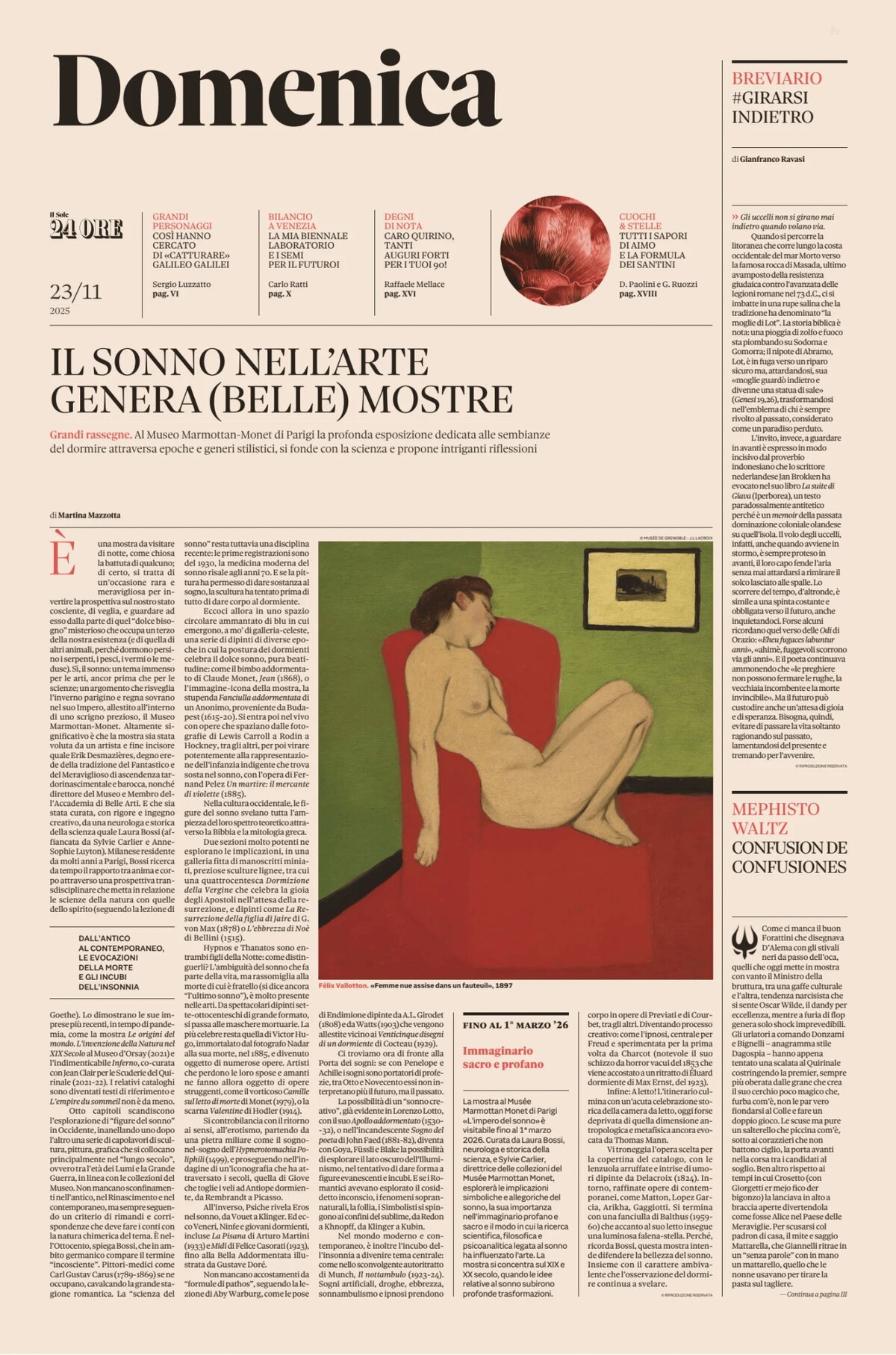 Copertina Domenica (Il Sole 24 Ore) 23/11/2025