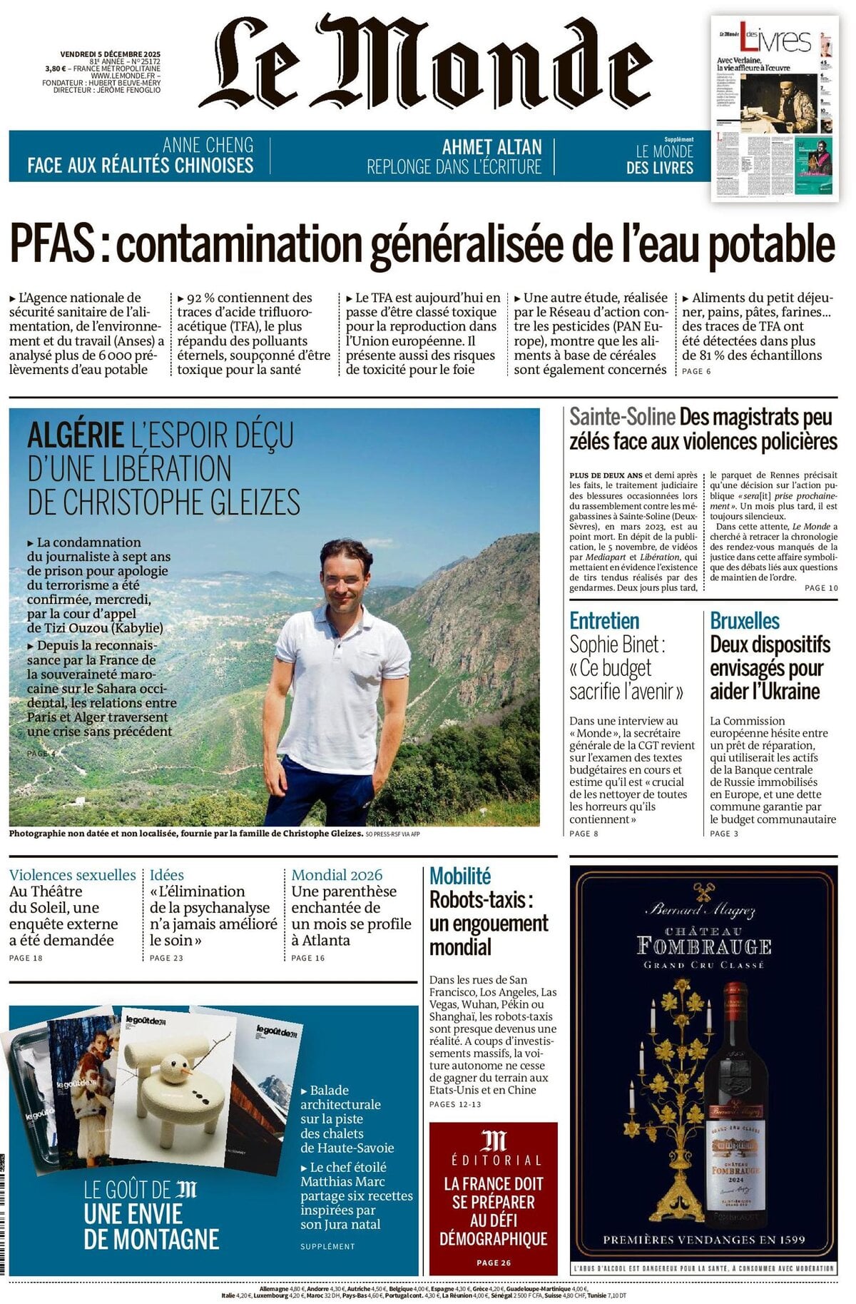 Prima Pagina Le Monde 05/12/2025