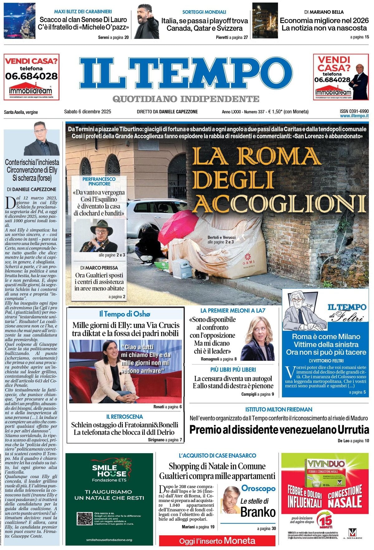 Prima Pagina Il Tempo 06/12/2025