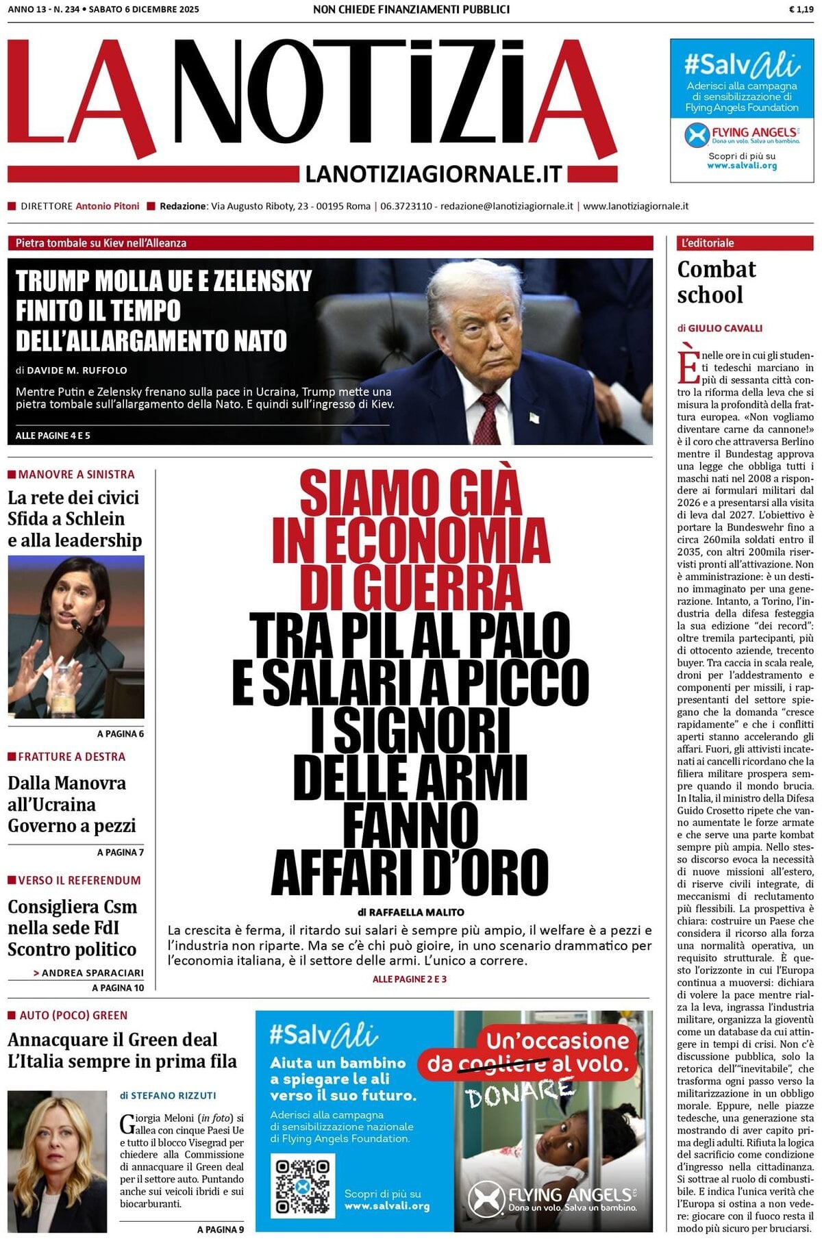 Prima Pagina La Notizia 06/12/2025