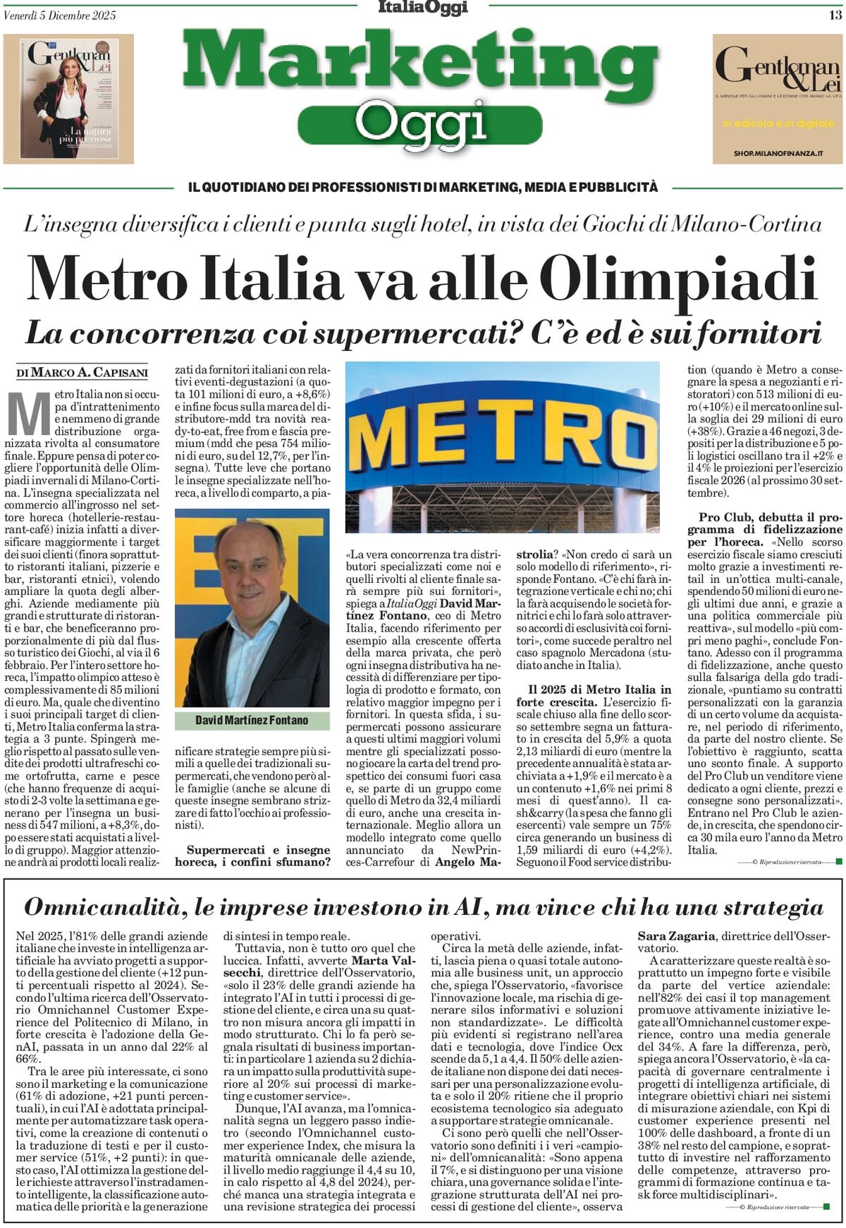 Prima Pagina Marketing Oggi 05/12/2025