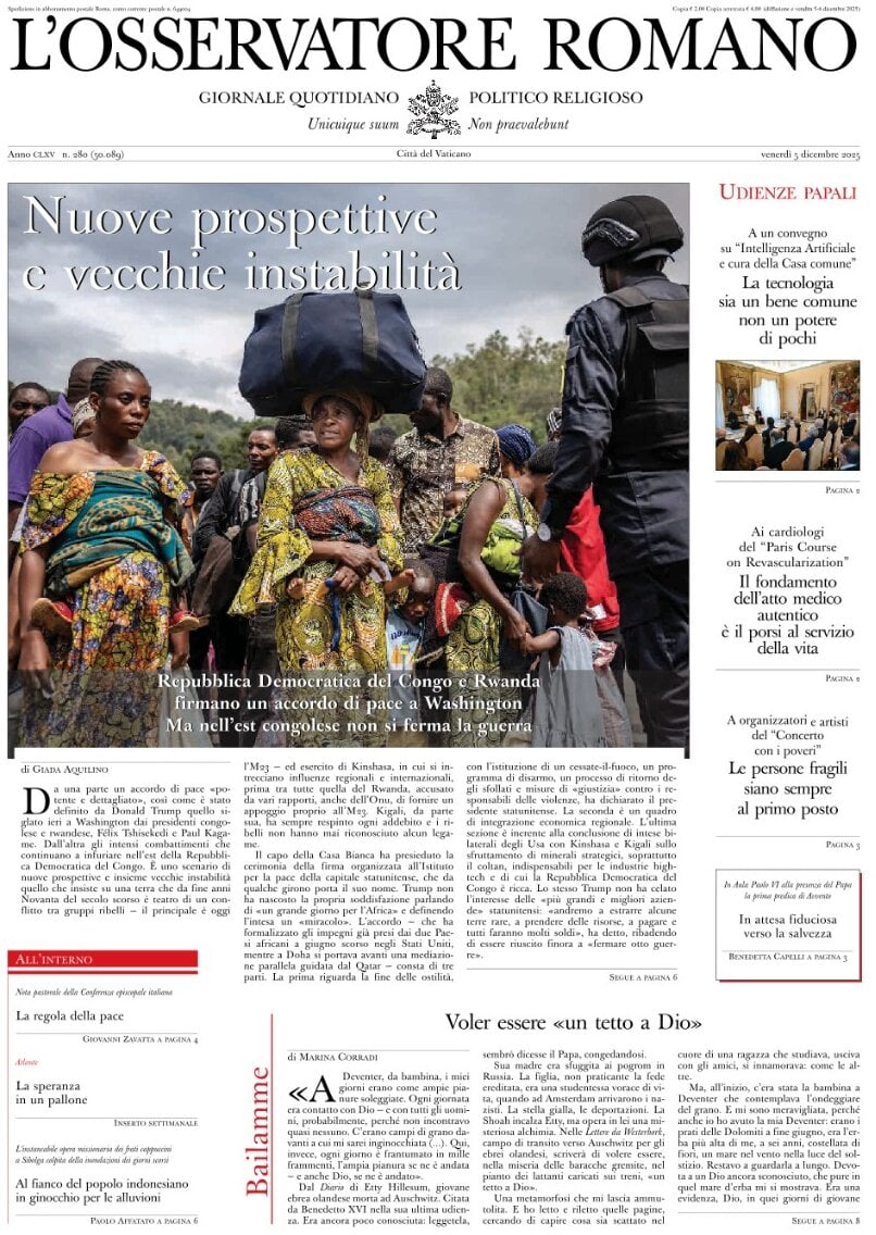 Prima Pagina L'Osservatore Romano 06/12/2025
