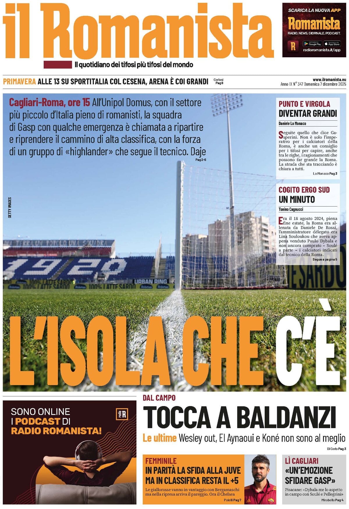 Prima Pagina Il Romanista 07/12/2025
