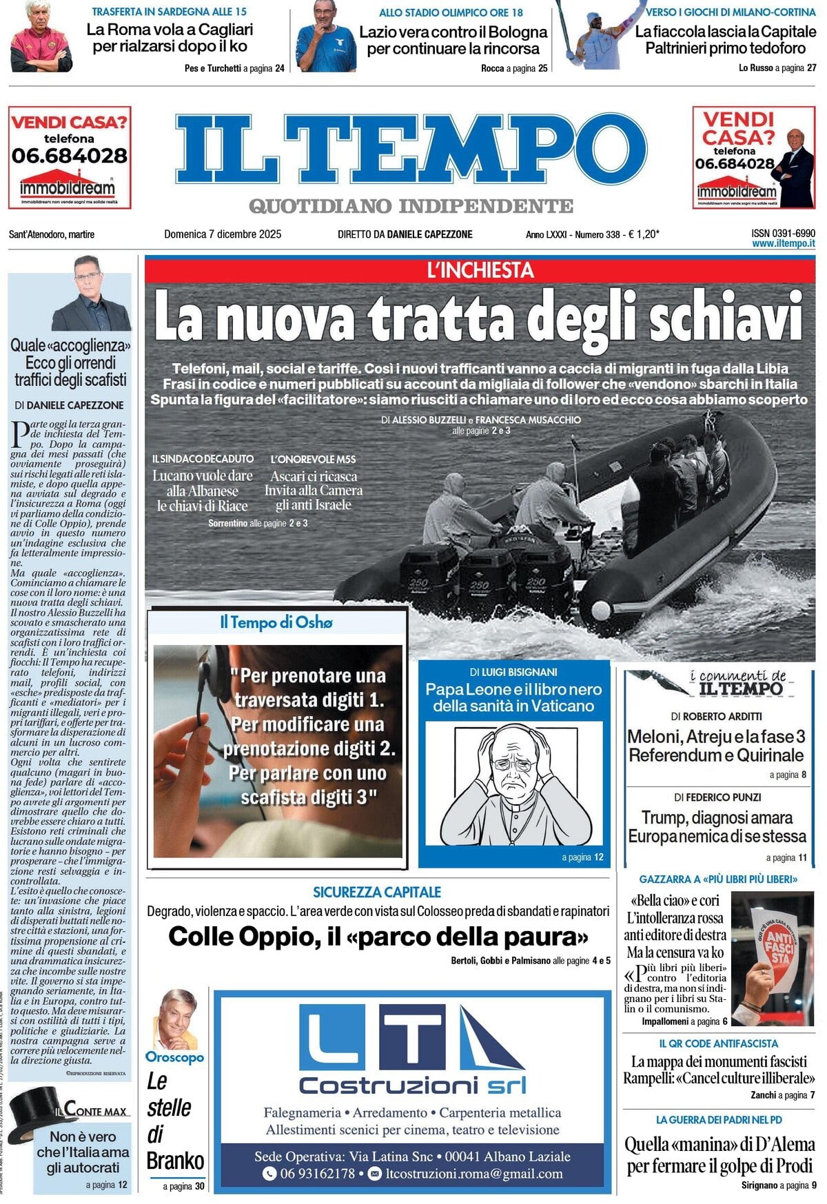 Prima Pagina Il Tempo 07/12/2025