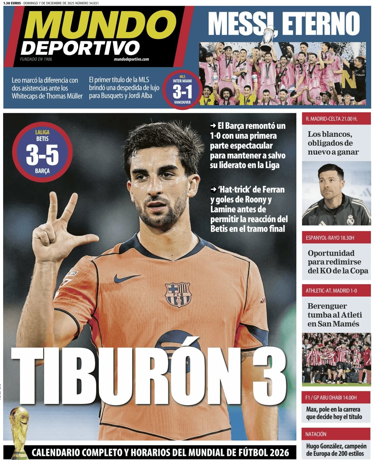 Prima Pagina Mundo Deportivo 07/12/2025