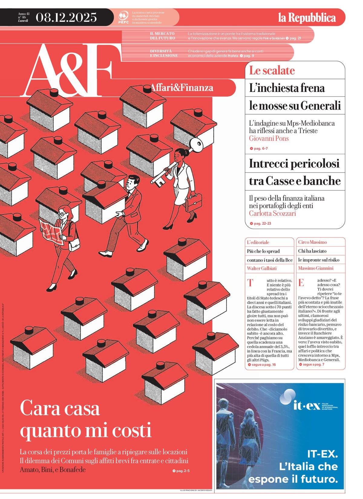 Copertina Affari & Finanza (la Repubblica) 08/12/2025