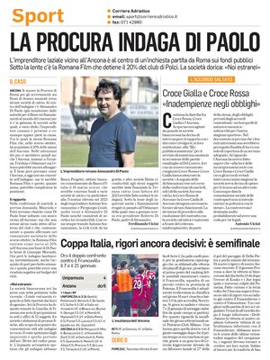 Prima Pagina "Corriere Adriatico SPORT"