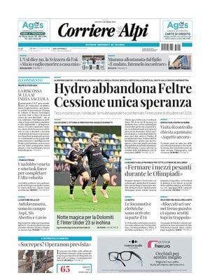 Prima Pagina "Corriere delle Alpi (Belluno)"