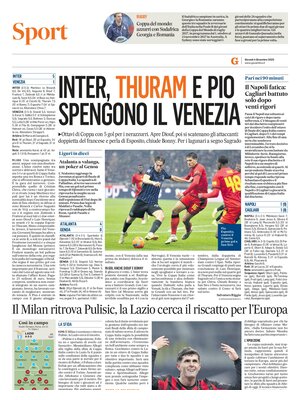 Prima Pagina "Il Gazzettino SPORT"