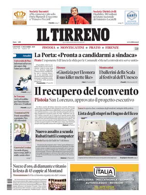 Prima Pagina "Il Tirreno (Firenze, Prato, Pistoia, Montecatini)"