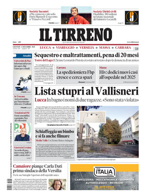Prima Pagina "Il Tirreno (Lucca, Viareggio, Versilia, Massa, Carrara)"