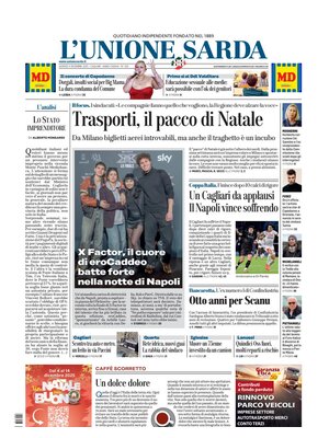 Prima Pagina "L'Unione Sarda"