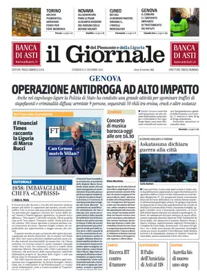 Prima Pagina "Il Giornale del Piemonte e della Liguria"