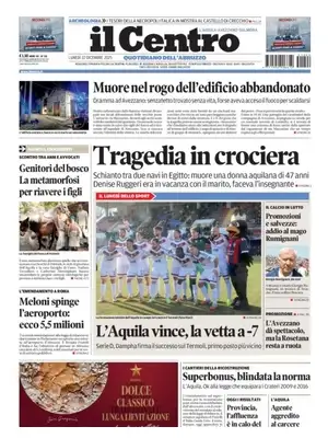 Prima Pagina "Il Centro (L'Aquila)"