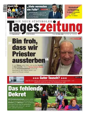Prima Pagina "Die Neue Südtiroler Tageszeitung"