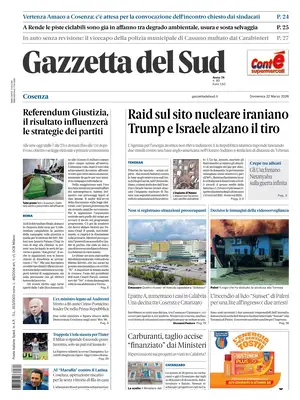 Prima Pagina "Gazzetta del Sud | Cosenza"