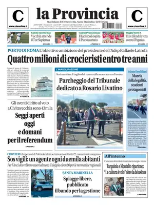 Prima Pagina "La Provincia di Civitavecchia"