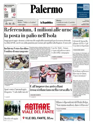 Prima Pagina "La Repubblica | Palermo"