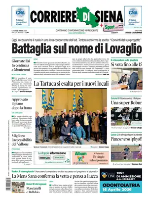 Prima Pagina "Corriere di Siena"