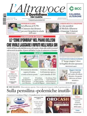 Prima Pagina "Il Quotidiano del Sud | Vibo Valentia"