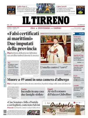 Prima Pagina "Il Tirreno | Pisa, Pontedera"