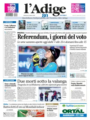 Prima Pagina "L'Adige"
