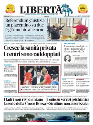 Prima Pagina "Libertà | Piacenza"