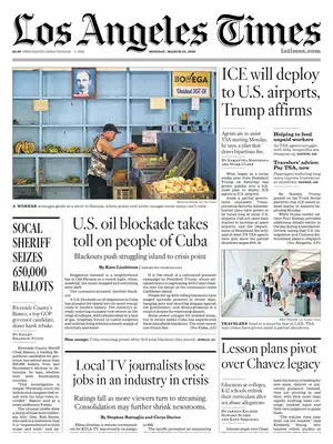 Prima Pagina "Los Angeles Times"