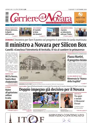Prima Pagina "Corriere di Novara"