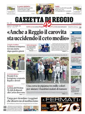 Prima Pagina "Gazzetta di Reggio"